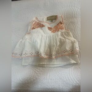 Tuchinda 2T Cream Peach Embroidered Boho Cotton Top